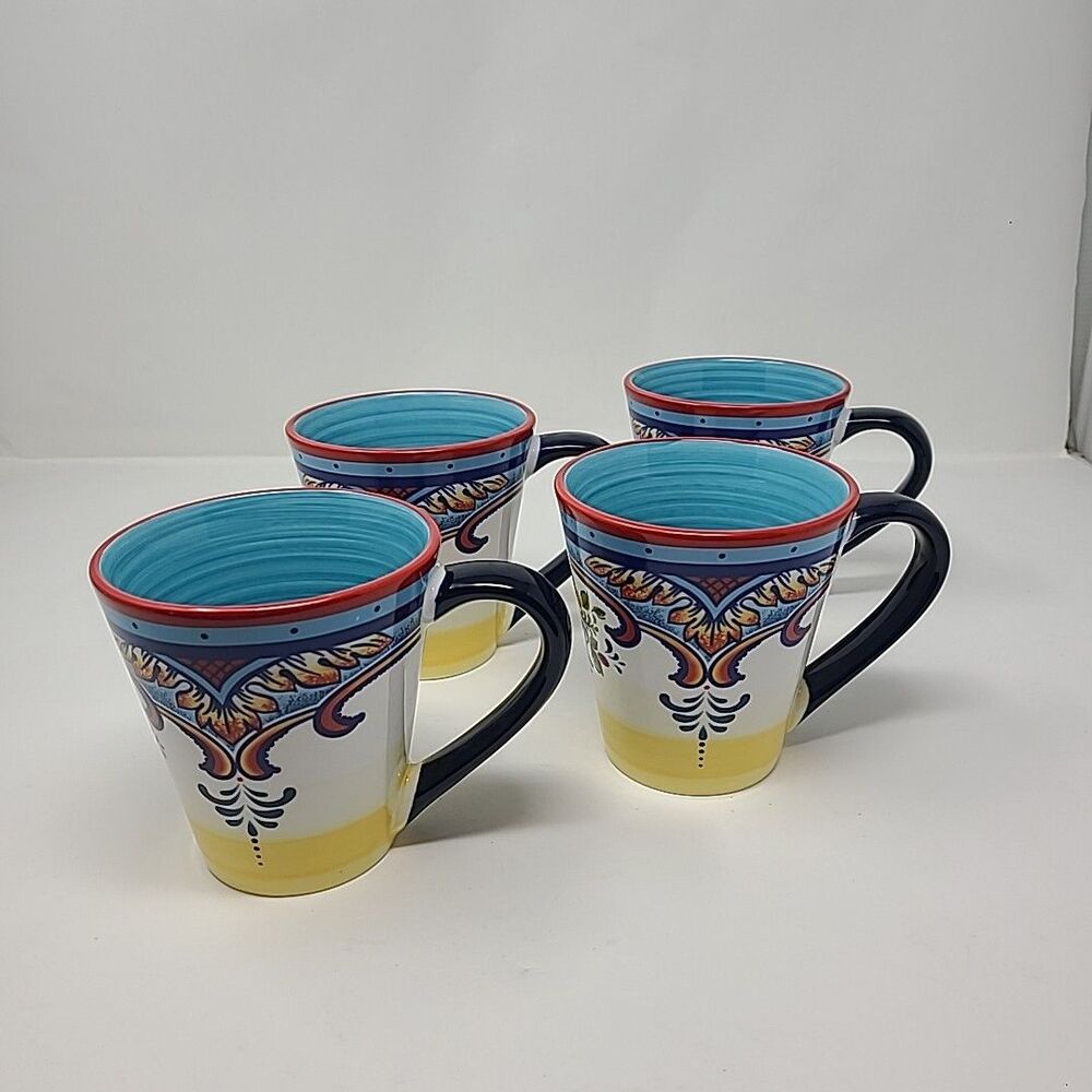 4-Piece Mug Set Euro Ceramica Zanzibar Dishwasher Microwave Safe ZB-2000-ST-4